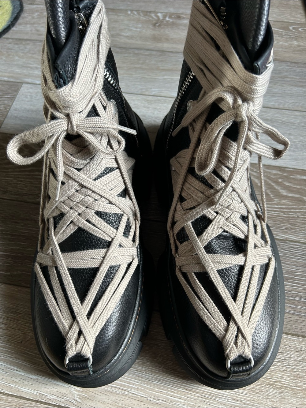 Men’s Rick Owens X Doc Martens 1460 DMXL Quad Sole Mega Lace Boots - Picture 3 of 5